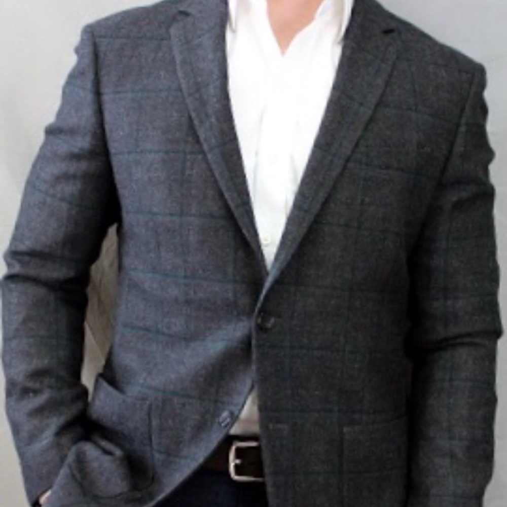 Banana Republic Charcoal windowpane Sportcoat 42S